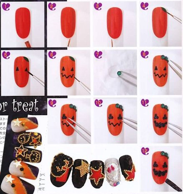 Halloween Pumpkin Nail Art Designs