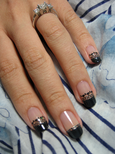 Black Lace Nail Art Designs